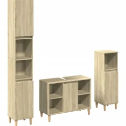 3-delige Badkamermeubelset bewerkt hout kleurig>vidaXL Discount