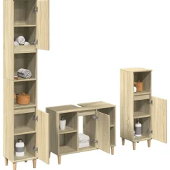 3-delige Badkamermeubelset bewerkt hout kleurig>vidaXL Discount