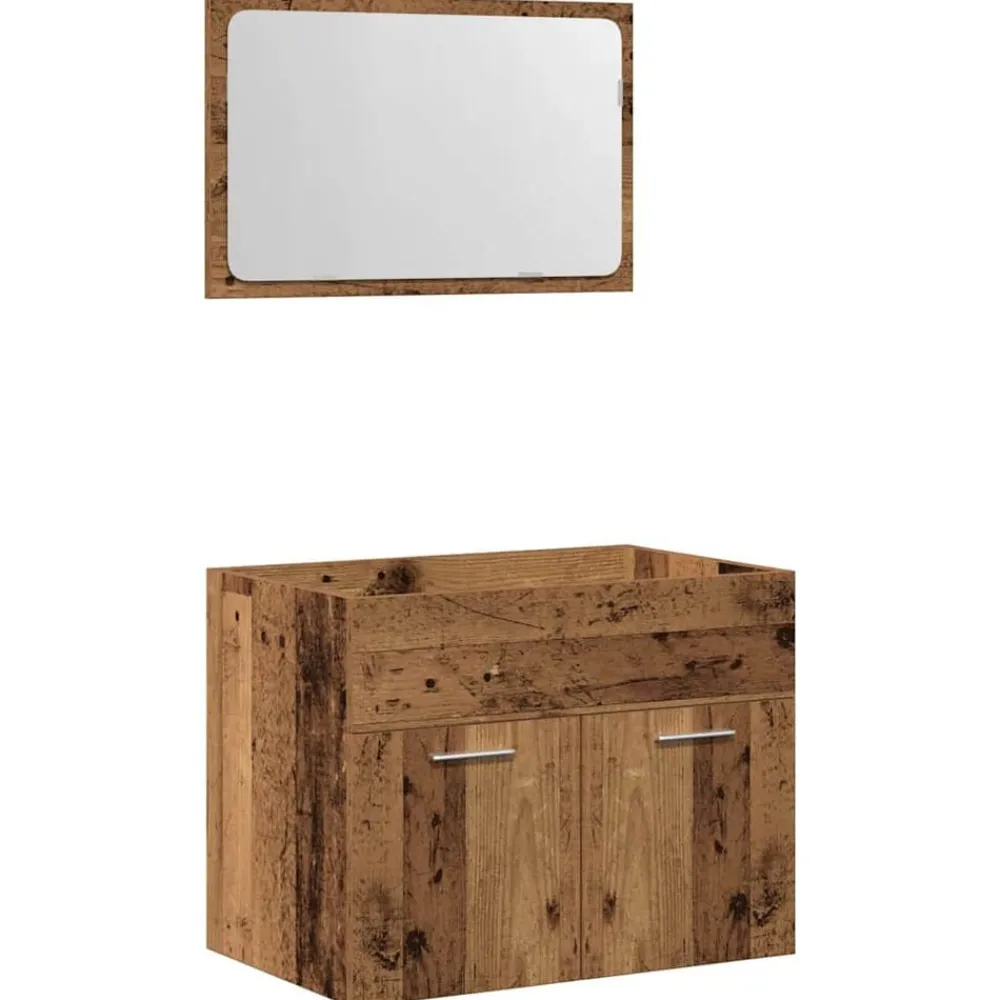 Meubelsets*vidaXL 2-delige Badkamermeubelset bewerkt hout kleurig Oud hout