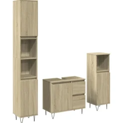 3-delige Badkamermeubelset bewerkt hout kleurig>vidaXL New