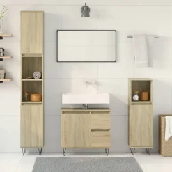 3-delige Badkamermeubelset bewerkt hout kleurig><noscript><img width=