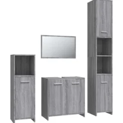 4-delige Badkamermeubelset bewerkt hout eikenkleur>vidaXL Outlet