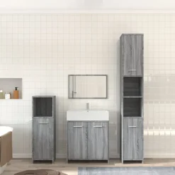 4-delige Badkamermeubelset bewerkt hout eikenkleur>vidaXL Outlet