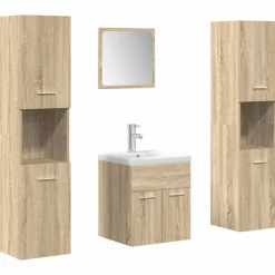 5-delige Badkamermeubelset bewerkt hout kleurig>vidaXL