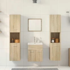 5-delige Badkamermeubelset bewerkt hout kleurig><noscript><img width=