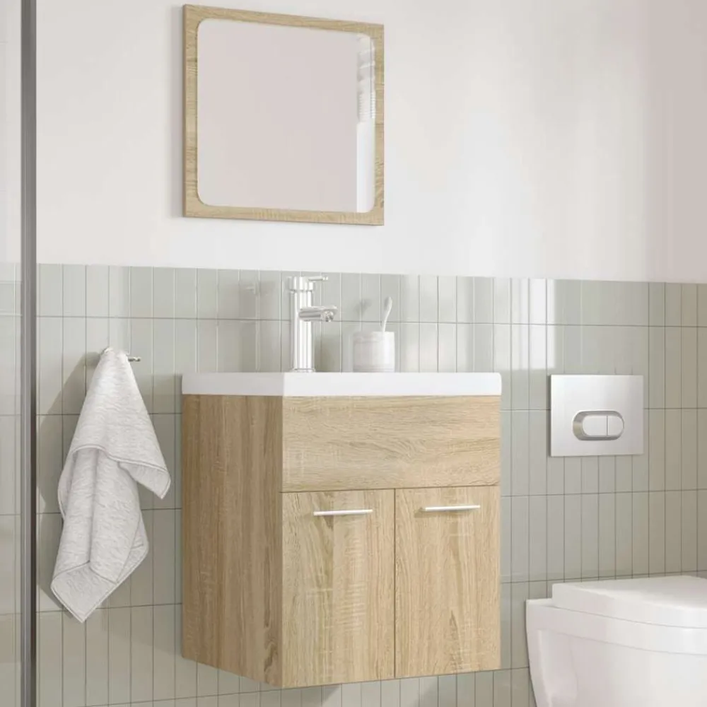 3-delige Badkamermeubelset bewerkt hout kleurig>vidaXL New