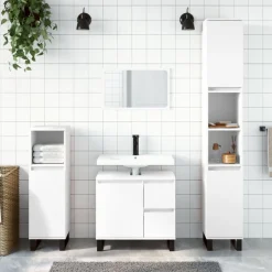 Meubelsets*vidaXL 3-delige Badkamermeubelset bewerkt hout Wit