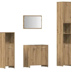 Meubelsets*vidaXL 4-delige Badkamermeubelset bewerkt hout artisanaal eikenkleur artisanaal eikenkleurig