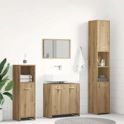 Meubelsets*vidaXL 4-delige Badkamermeubelset bewerkt hout artisanaal eikenkleur artisanaal eikenkleurig