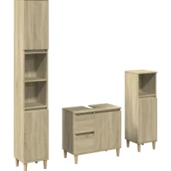 Meubelsets*vidaXL 3-delige Badkamermeubelset bewerkt hout kleurig Sonoma eiken
