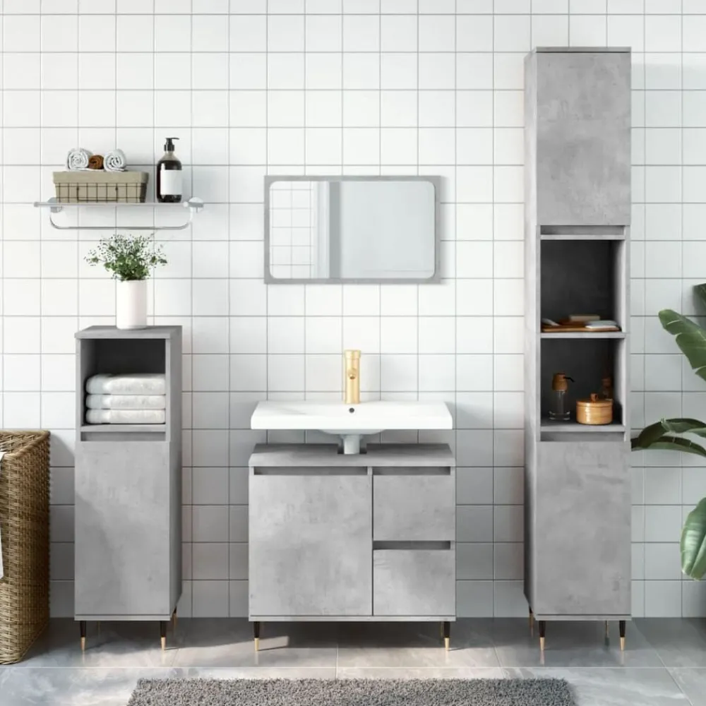 3-delige Badkamermeubelset bewerkt hout>vidaXL Online