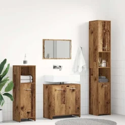 Meubelsets*vidaXL 4-delige Badkamermeubelset bewerkt hout kleurig Oud hout