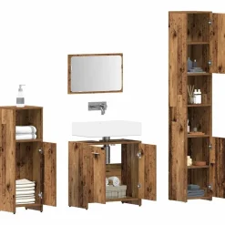 Meubelsets*vidaXL 4-delige Badkamermeubelset bewerkt hout kleurig Oud hout