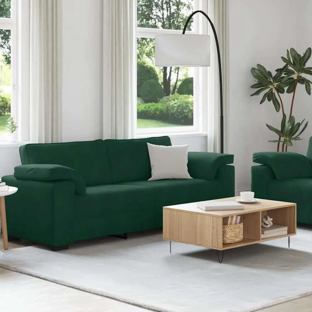 2-delige bankset met kussens, donkergroen fluweel>vidaXL Online