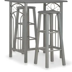 Meubelsets*vidaXL 3-delige Barset hout en staal antraciet Antraciet en grijs