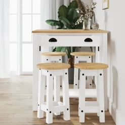 Meubelsets*vidaXL 5-delige Barset massief grenenhout Wit