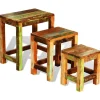 Tafels*vidaXL 3-delige Bijzettafeltjesset vintage stijl gerecycled hout