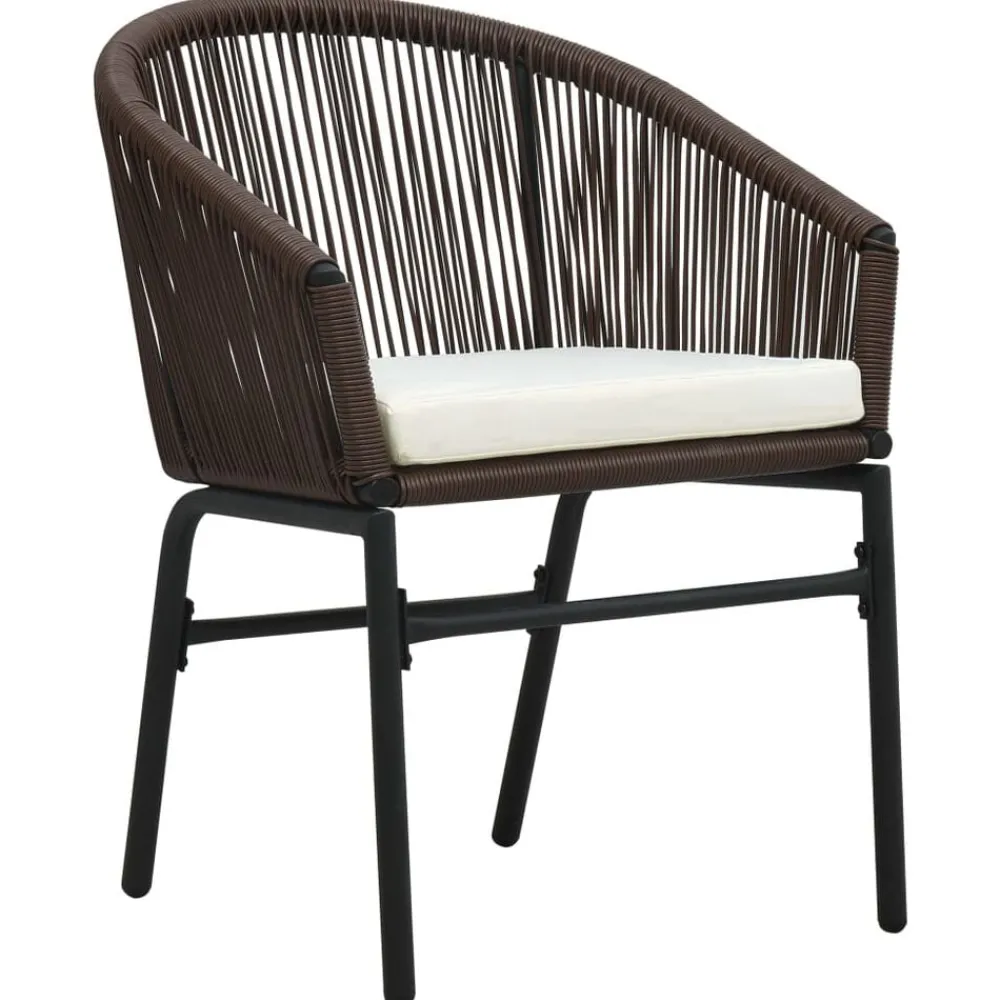 Tuinmeubelen*vidaXL 3-delige Bistroset met kussens PE-rattan Bruin