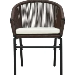 Tuinmeubelen*vidaXL 3-delige Bistroset met kussens PE-rattan Bruin