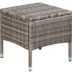 Tuinmeubelen*vidaXL 3-delige Bistroset poly rattan Grijs