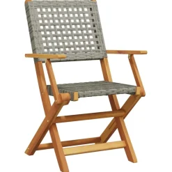 Tuinmeubelen*vidaXL 3-delige Bistroset poly rattan en massief hout Grijs