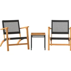 3-delige Bistroset poly rattan en massief acaciahout>vidaXL Best