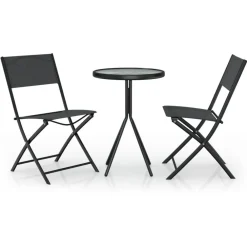 3-delige Bistroset staal zwart>vidaXL Best