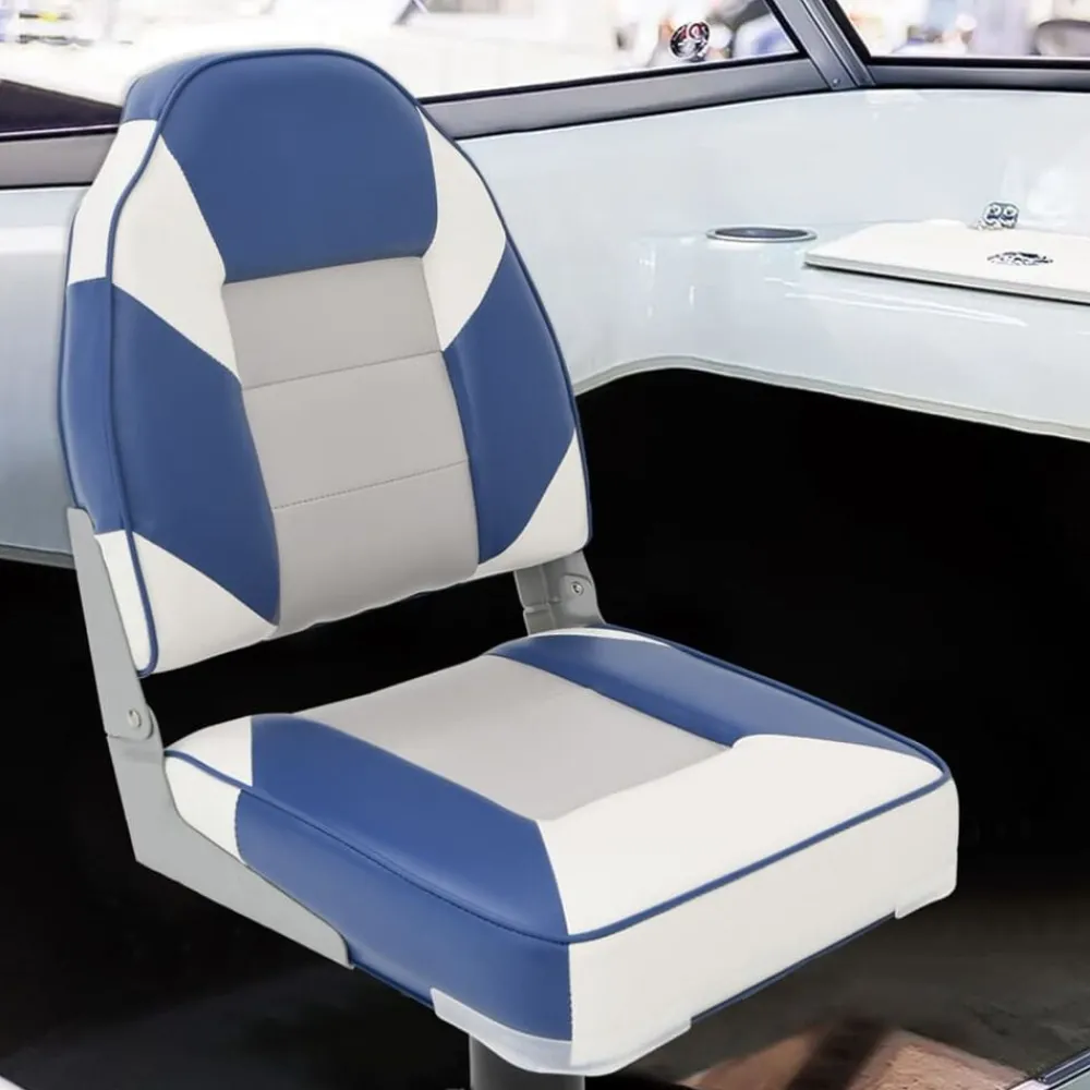Voertuigen*vidaXL 2-delige Bootstoelenset met hoge rugleuning inklapbaar Wit en blauw