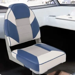 Voertuigen*vidaXL 2-delige Bootstoelenset met hoge rugleuning inklapbaar Wit en blauw
