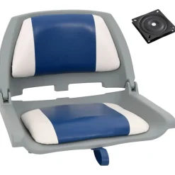 Voertuigonderdelen & -Accessoires*vidaXL 2-delige Bootstoelenset met blauw-witte kussens inklapbaar Blauw en wit