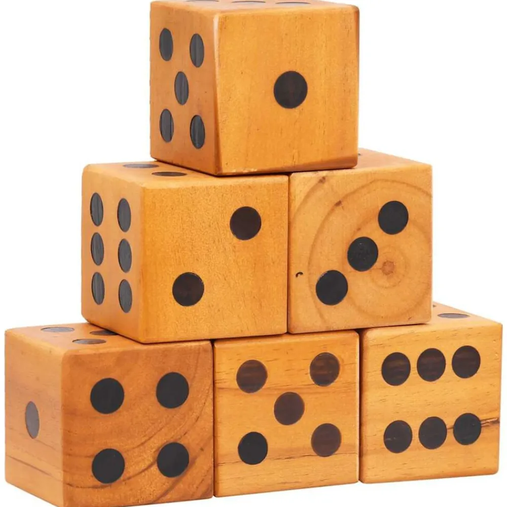 Spellen*vidaXL 6-delige Dobbelstenenset mega massief grenenhout