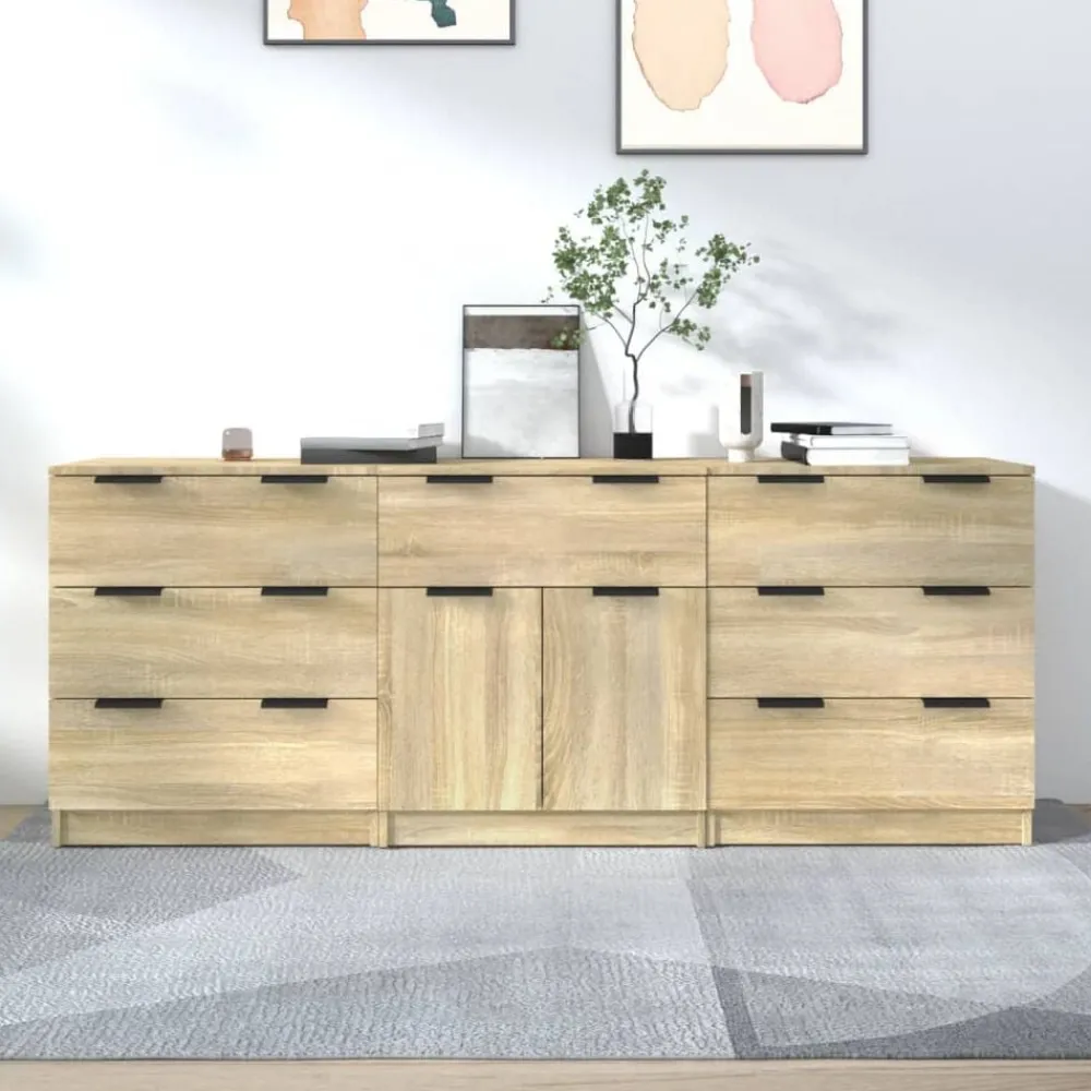3-delige Dressoirs bewerkt hout>vidaXL New