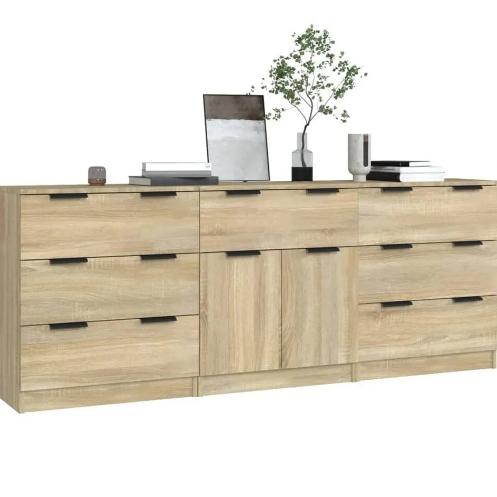 3-delige Dressoirs bewerkt hout>vidaXL New
