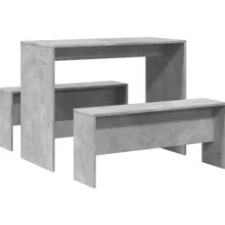 Meubelsets*vidaXL 3-delige Eettafel en bankenset bewerkt hout Betongrijs
