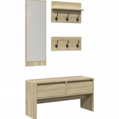 4-delige Garderobe set bewerkt hout kleurig>vidaXL Discount