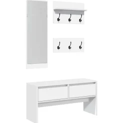 Bankjes*vidaXL 4-delige Garderobe set bewerkt hout Wit