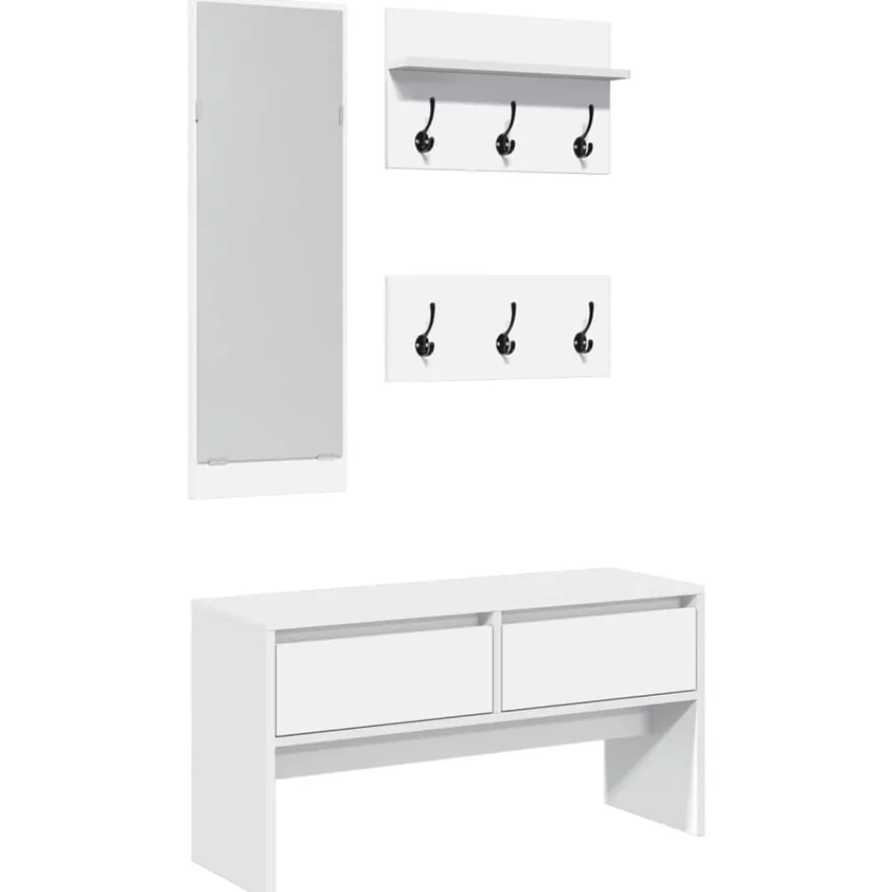 Bankjes*vidaXL 4-delige Garderobe set bewerkt hout Wit
