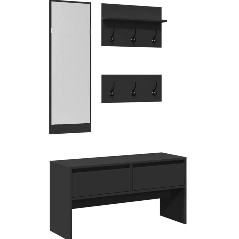 4-delige Garderobe set bewerkt hout>vidaXL Clearance