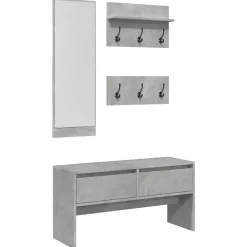 4-delige Garderobe set bewerkt hout>vidaXL New