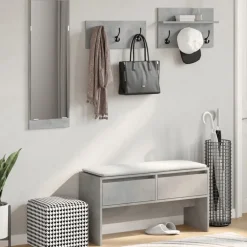 4-delige Garderobe set bewerkt hout><noscript><img width=