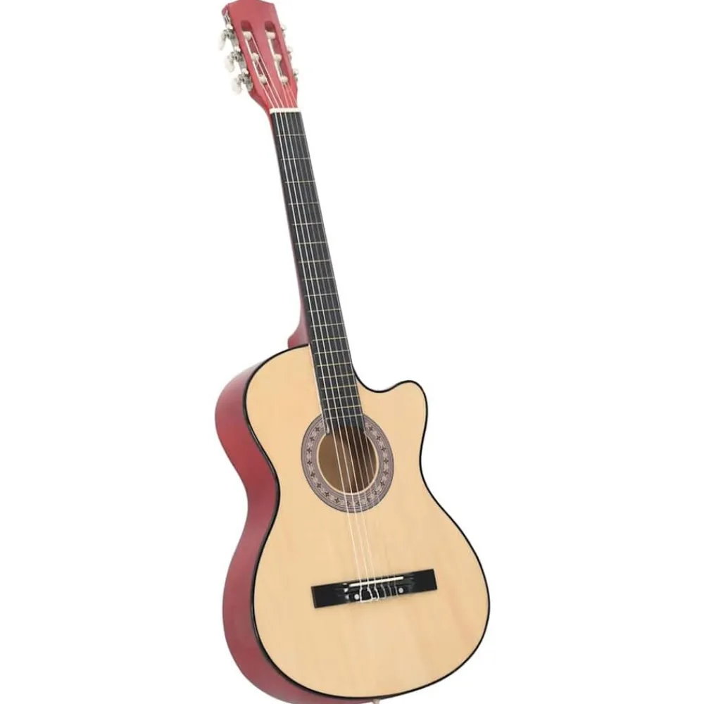 Kunst & Entertainment*vidaXL 12-delige Gitaarset cutaway met 6 snaren western akoestisch 38" Lichtbruin