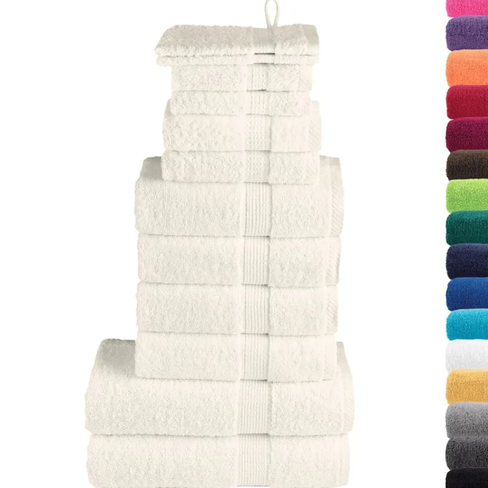 Linnengoed*vidaXL 12-delige Handdoekenset SOLUND 600 g/m² crèmekleurig Crème