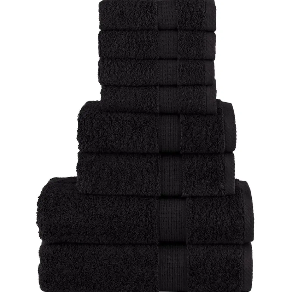 Linnengoed*vidaXL 8-delige Handdoekenset SOLUND 600 g/m² Zwart