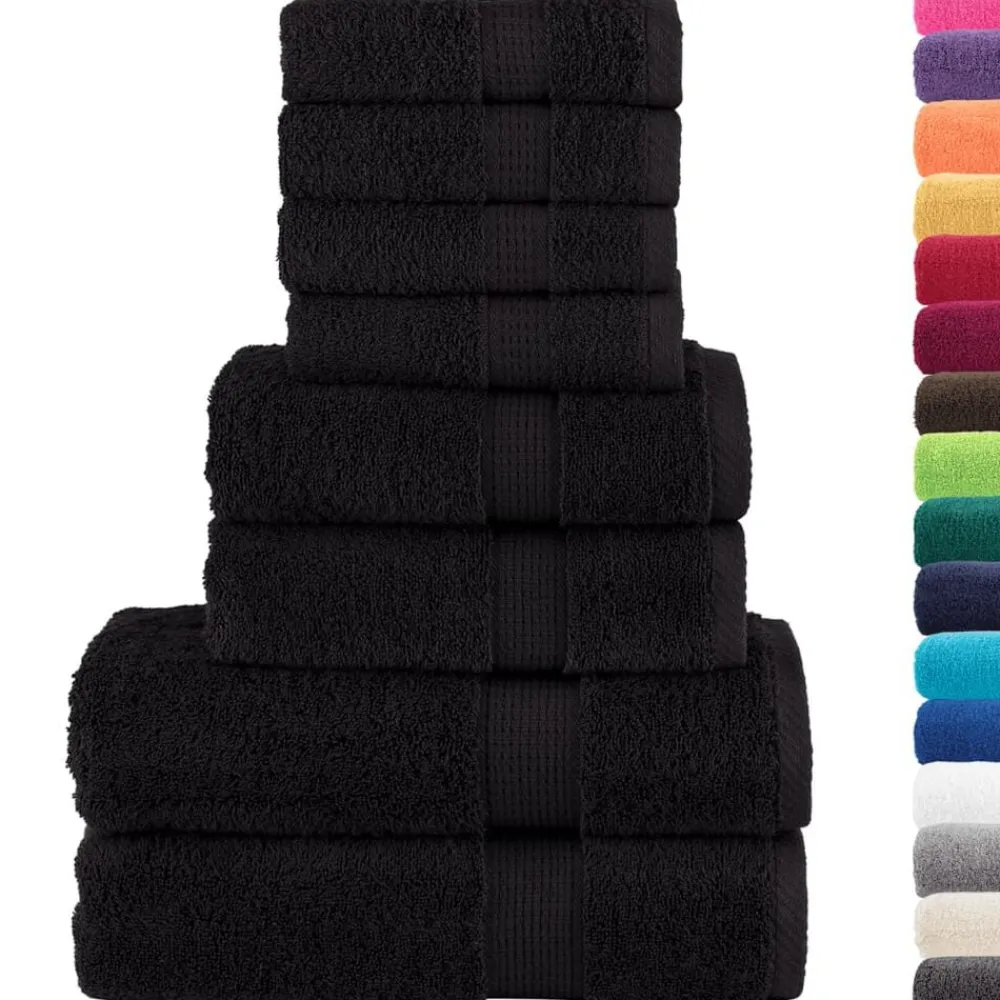 Linnengoed*vidaXL 8-delige Handdoekenset SOLUND 600 g/m² Zwart