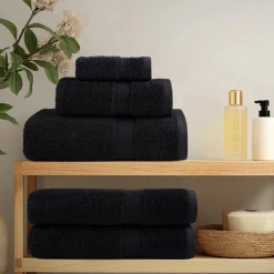 Linnengoed*vidaXL 8-delige Handdoekenset SOLUND 600 g/m² Zwart