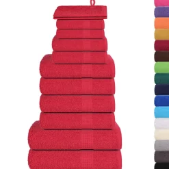 Linnengoed*vidaXL 12-delige Handdoekenset FROGN 360 g/m² Rood