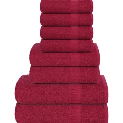 Linnengoed*vidaXL 8-delige Handdoekenset FROGN 360 g/m² bordeaux Bordeauxrood