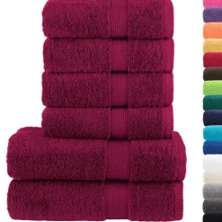 Linnengoed*vidaXL 6-delige Handdoekenset SOLUND 600 g/m² Bordeauxrood
