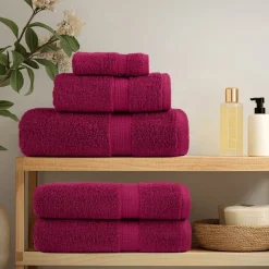 Linnengoed*vidaXL 6-delige Handdoekenset SOLUND 600 g/m² Bordeauxrood