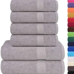 Linnengoed*vidaXL 6-delige Handdoekenset FROGN 360 g/m² Grijs